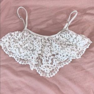 White lace crop top